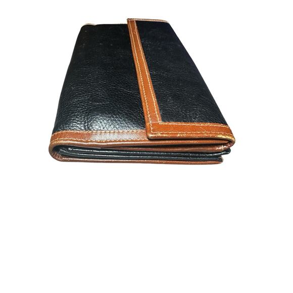 Vintage Bally wallet with multiple card slots black with brown trim Leather rare - Picture 5 of 16